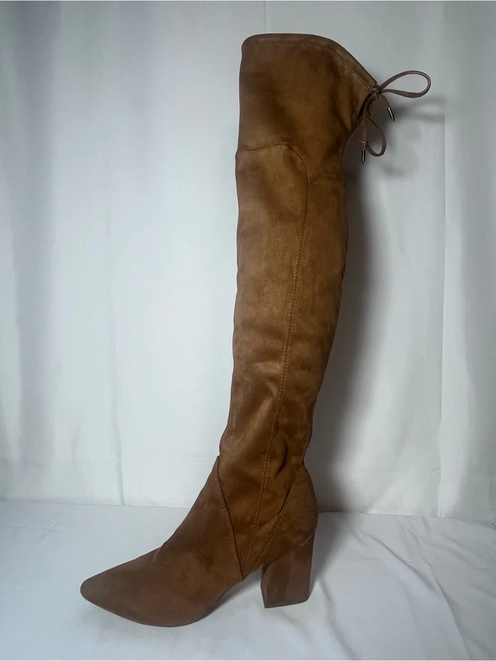 Marc Fisher Over-the-Knee Block Heel Boots - Brown Suede